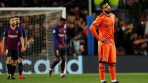 Soccer Football - Champions League - Round of 16 Second Leg - FC Barcelona v Olympique Lyonnais - Camp Nou, Barcelona, Spain - March 13, 2019  Lyon’s Nabil Fekir reacts                        REUTERS/Susana Vera