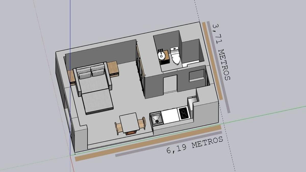 Recreación de las microcasas diseñadas por el fondo Greystar en Valdebebas, a partir de sus propios planos