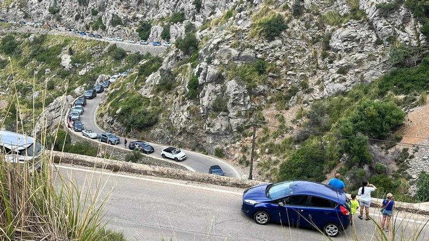 Colas de hasta dos horas en la carretera de sa Calobra por la avería de un autobús