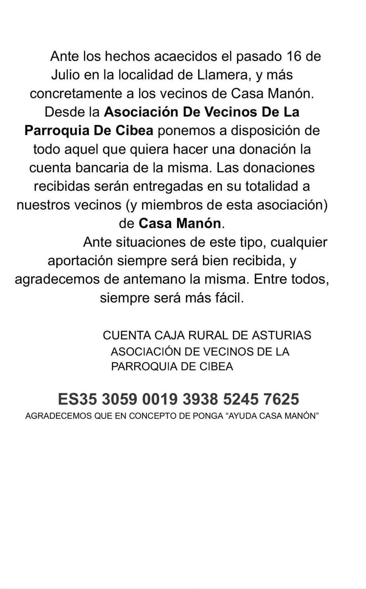 El cartel publicado por la asociacion vecinal.