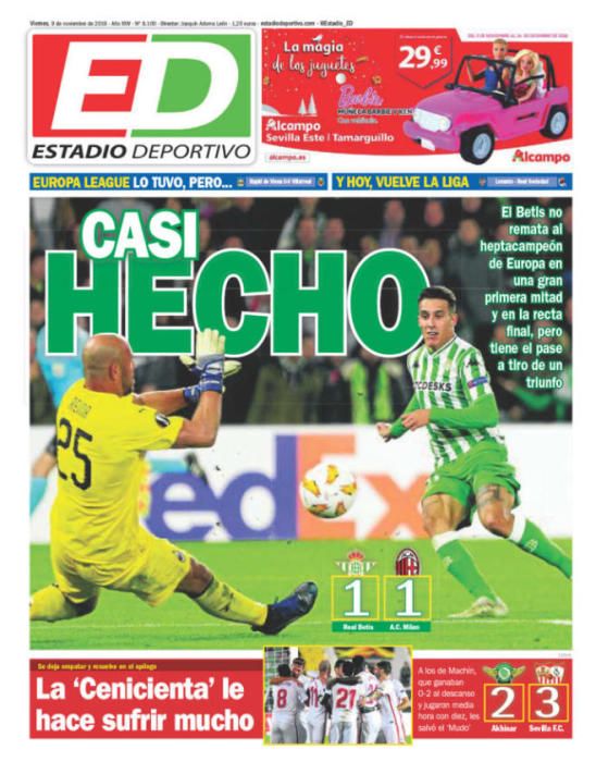 Portada ESTADIO DEPORTIVO viernes 9 de noviembre