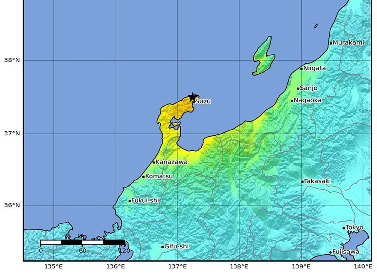 Mapa de la zona afectada por el terremoto de Japón difundido por el Servicio Geológico de EEUU.