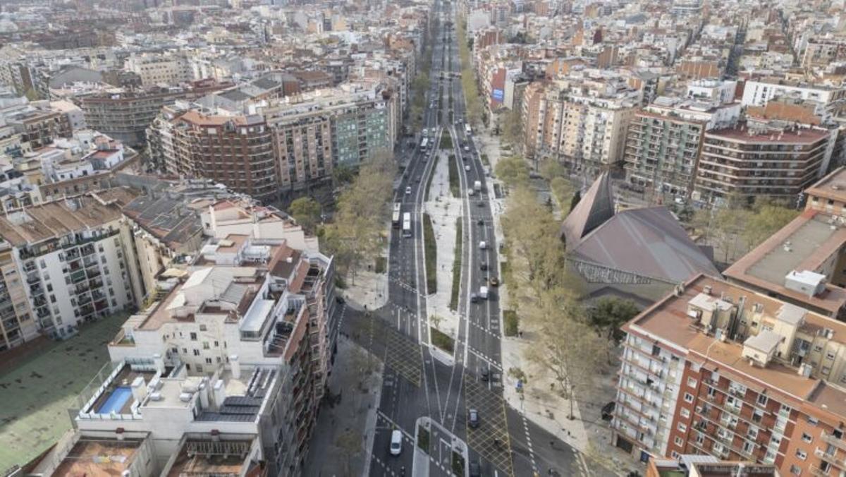 Vista aérea de la avenida Meridiana