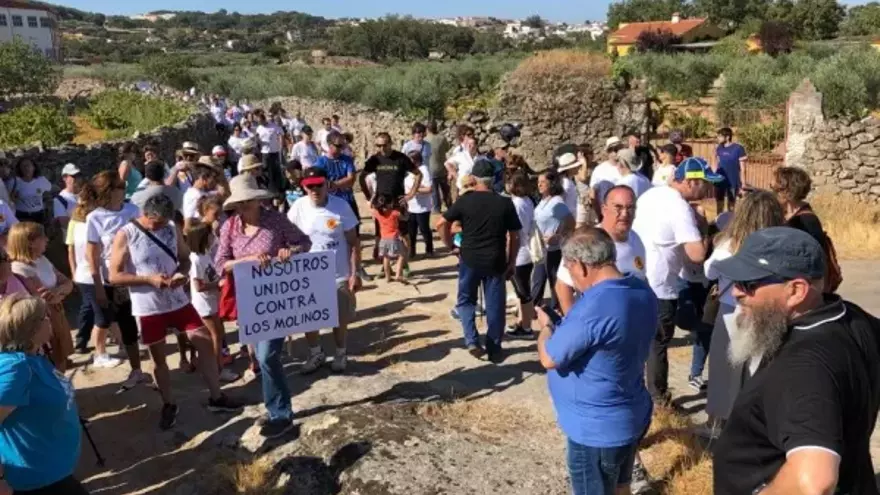 Imagen de la manifestación en Montánchez en agosto de 2019.