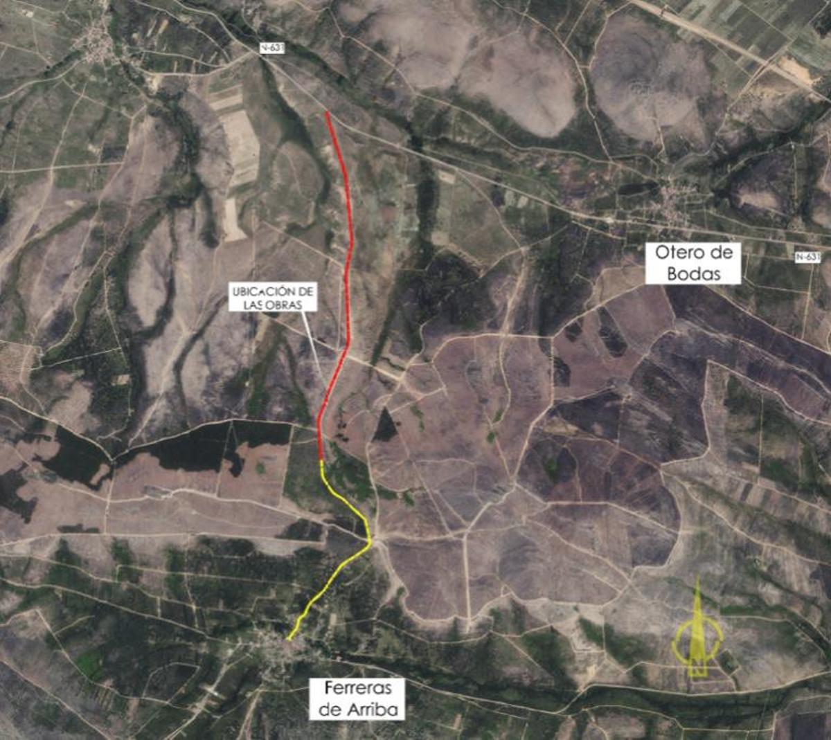 Plano de la zona que detalla la intervención prevista en la carretera.