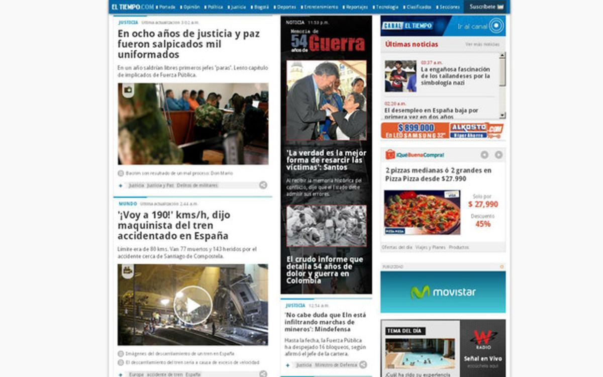 La portada de la web del ’Tiempo’.