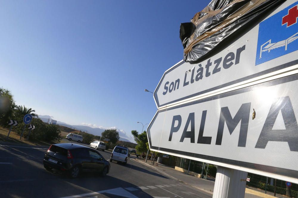 Primer día de cortes en la carretera de Manacor con largas retenciones en toda Palma