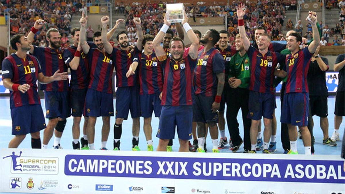 Los jugadores del Barça, celebrando el título