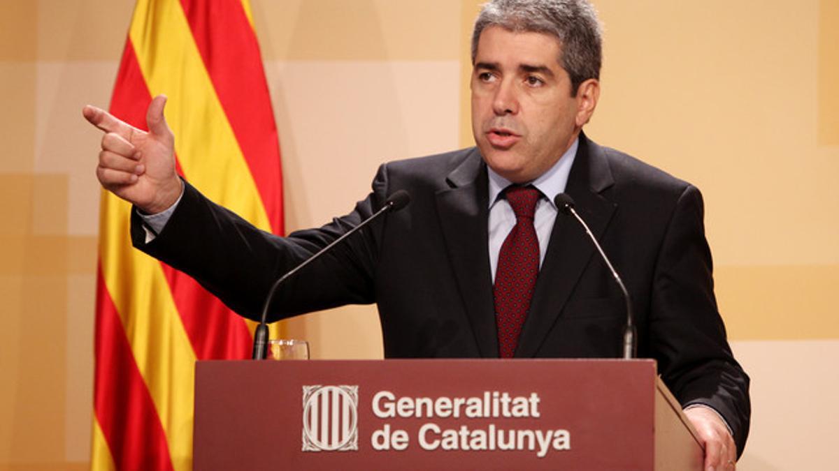 El portavoz del Govern, Francesc Homs, durante la rueda de prensa posterior a la reunión del Govern.