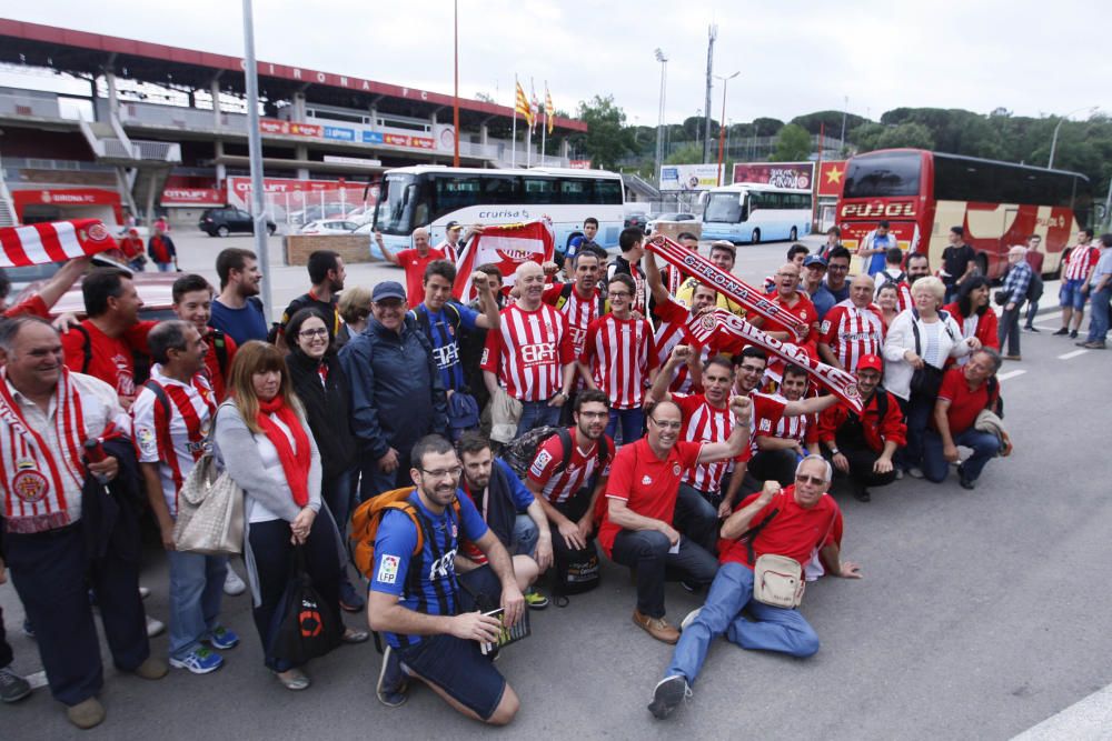 Sortida dels aficionats del Girona cap a Pamplona