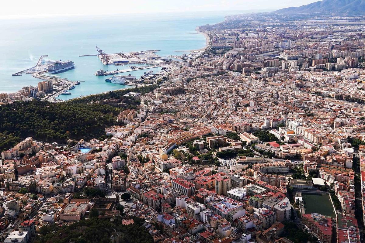 Una vista aérea de Málaga capital.