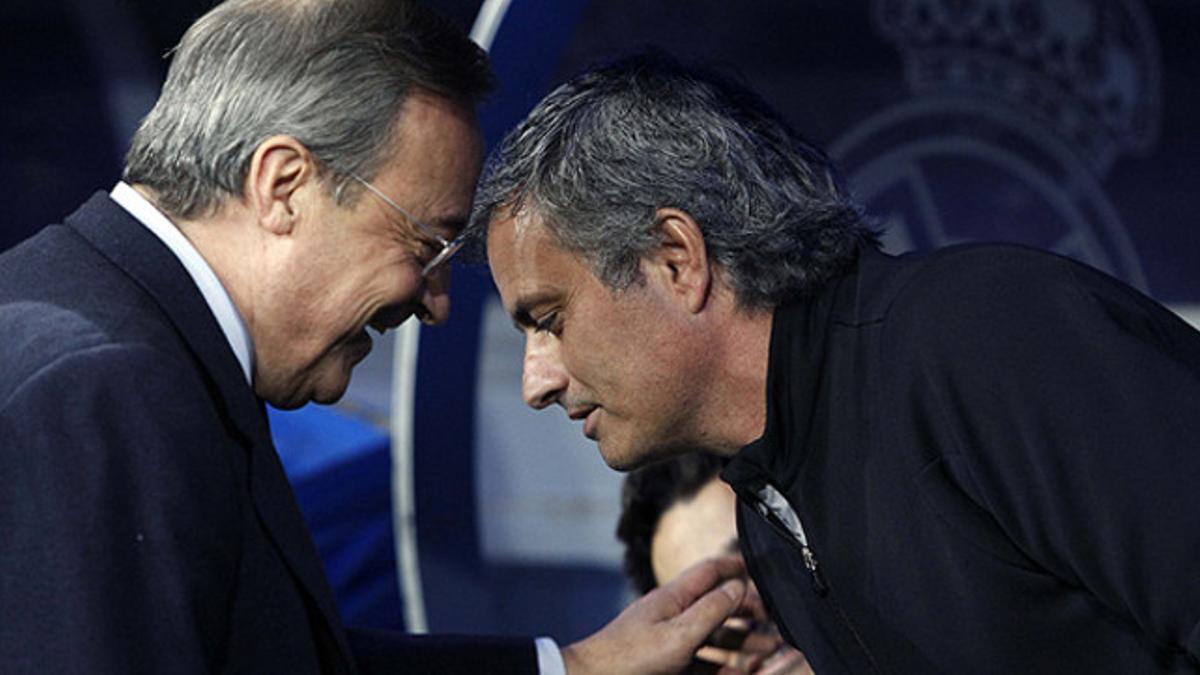 Florentino Pérez y José Mourinho, en el Santiago Bernabéu