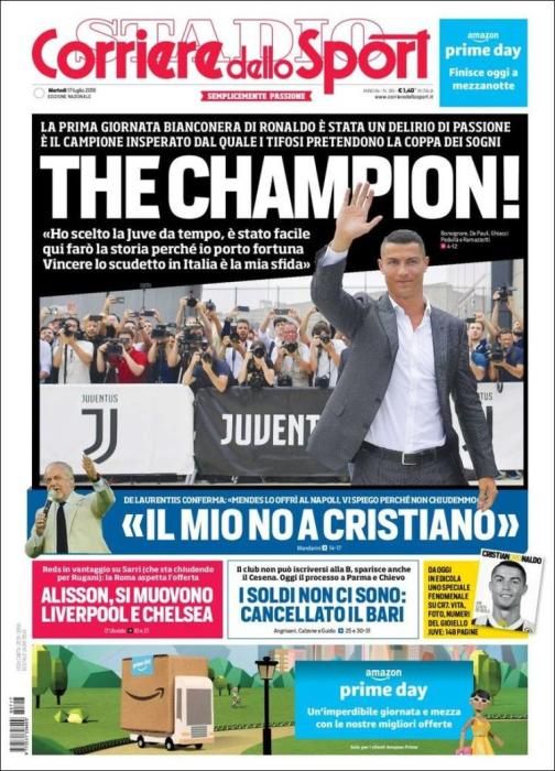 Portada CORRIERE DELLO SPORT martes 17 de julio