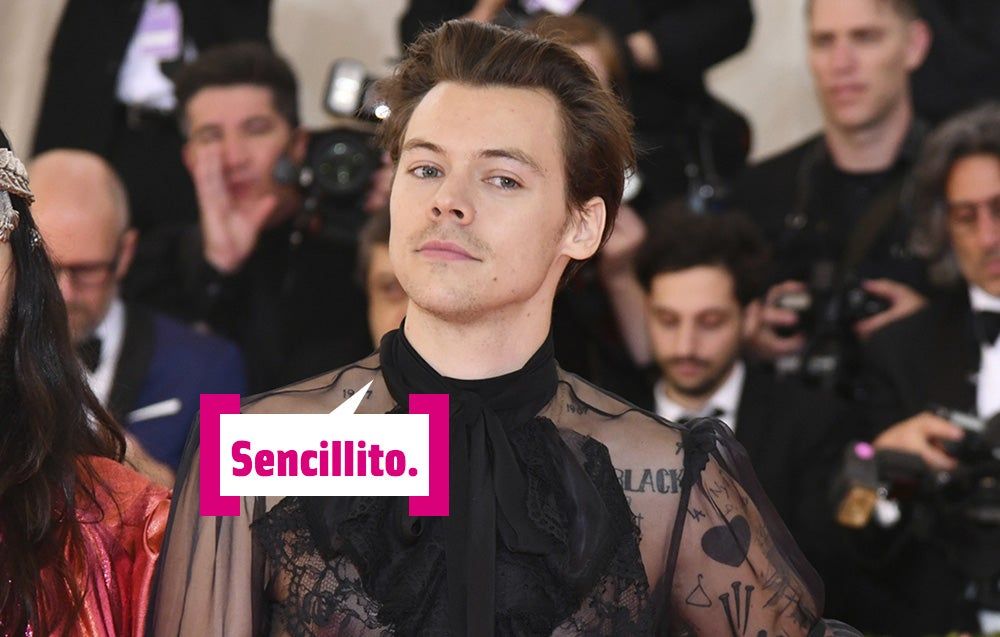 Harry Styles sencillito con camiseta de transparencias