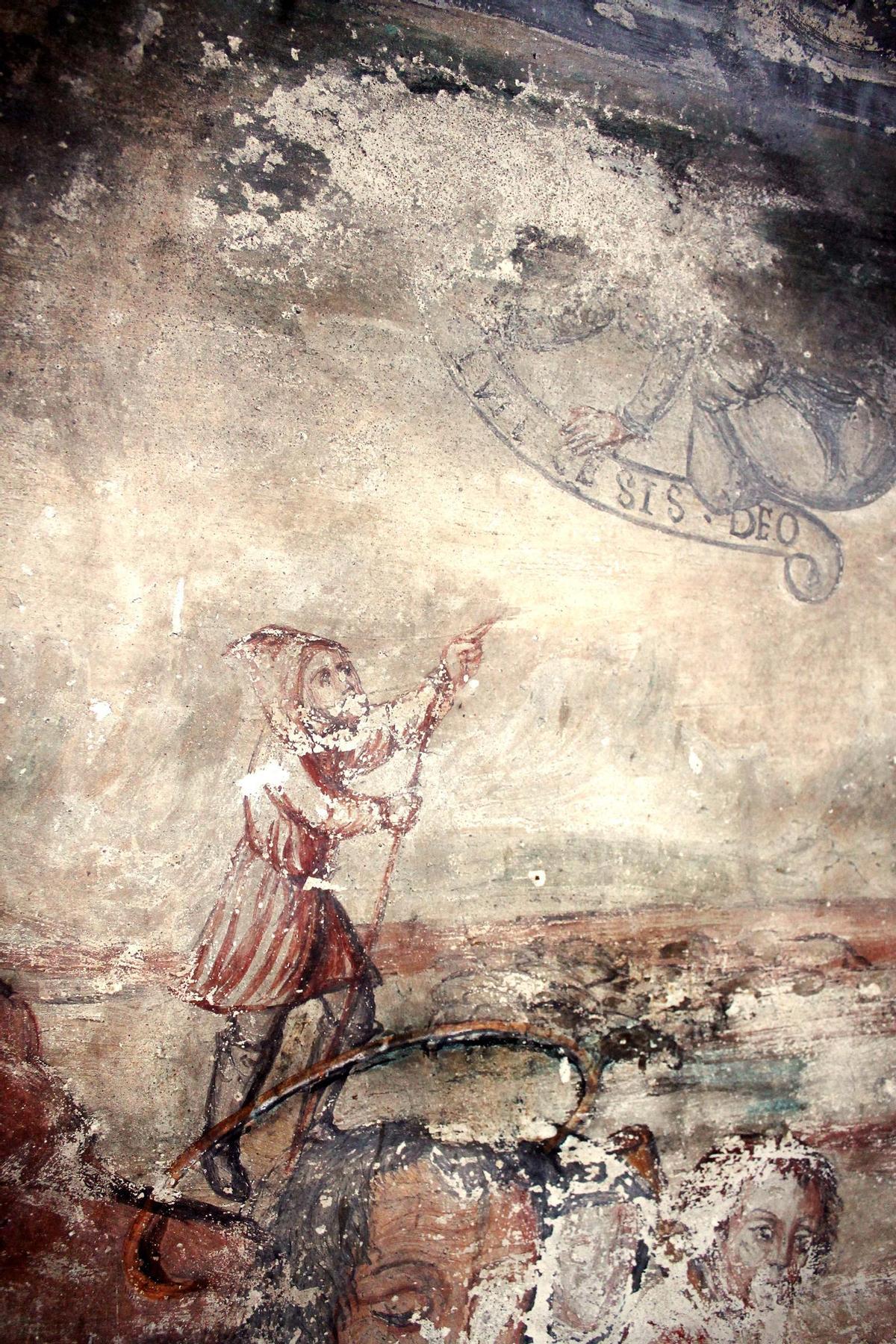 Parte del fresco hallado en Caleiro hace quince años.