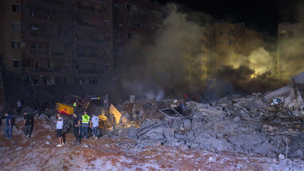 Una fotografía del bombardeo en el sur de Beirut.