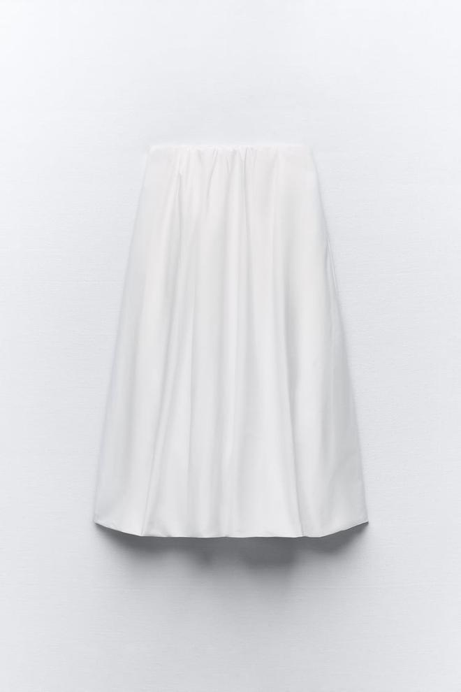 Falda midi de tiro alto confeccionada en hilatura de algodón 100%