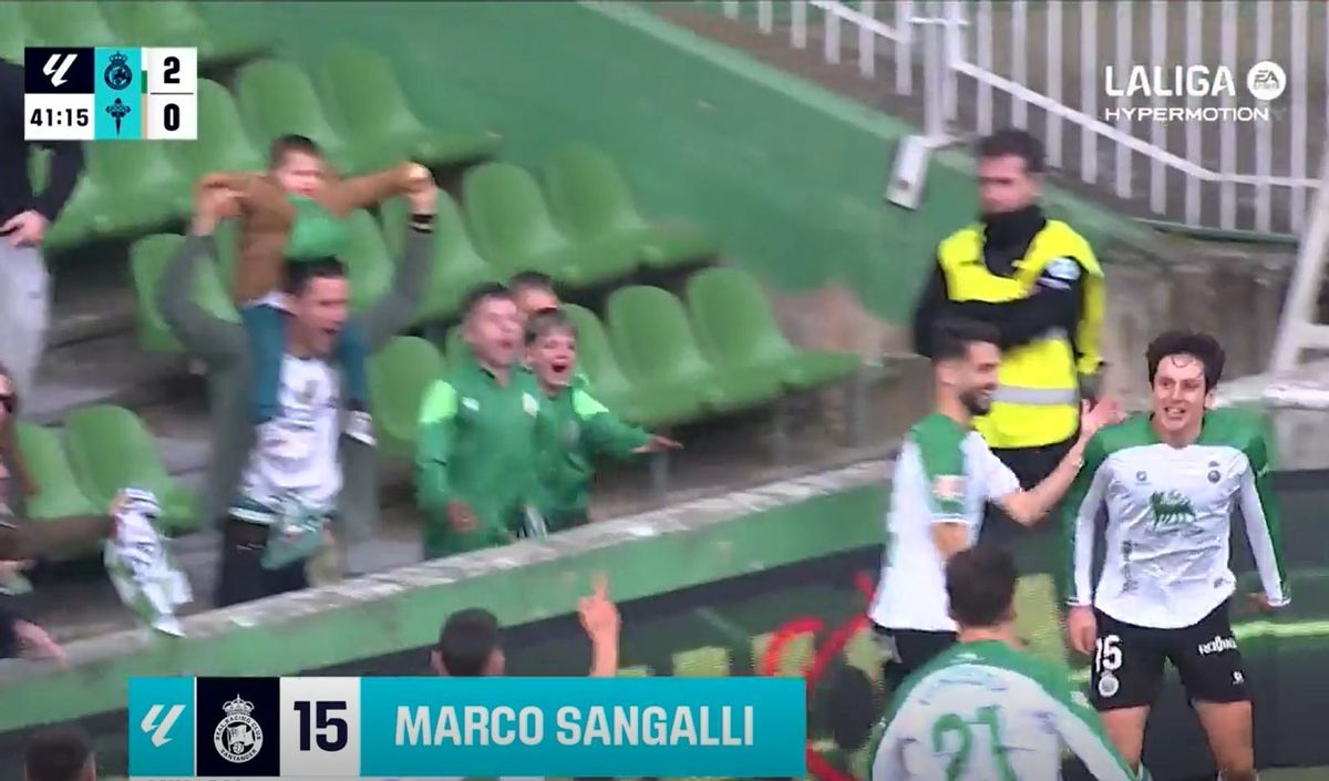 El 3-0 del Racing de Santander en el Racing de Santander 6-0 Racing Club Ferrol de la jornada 23 de LaLiga Hypermotion