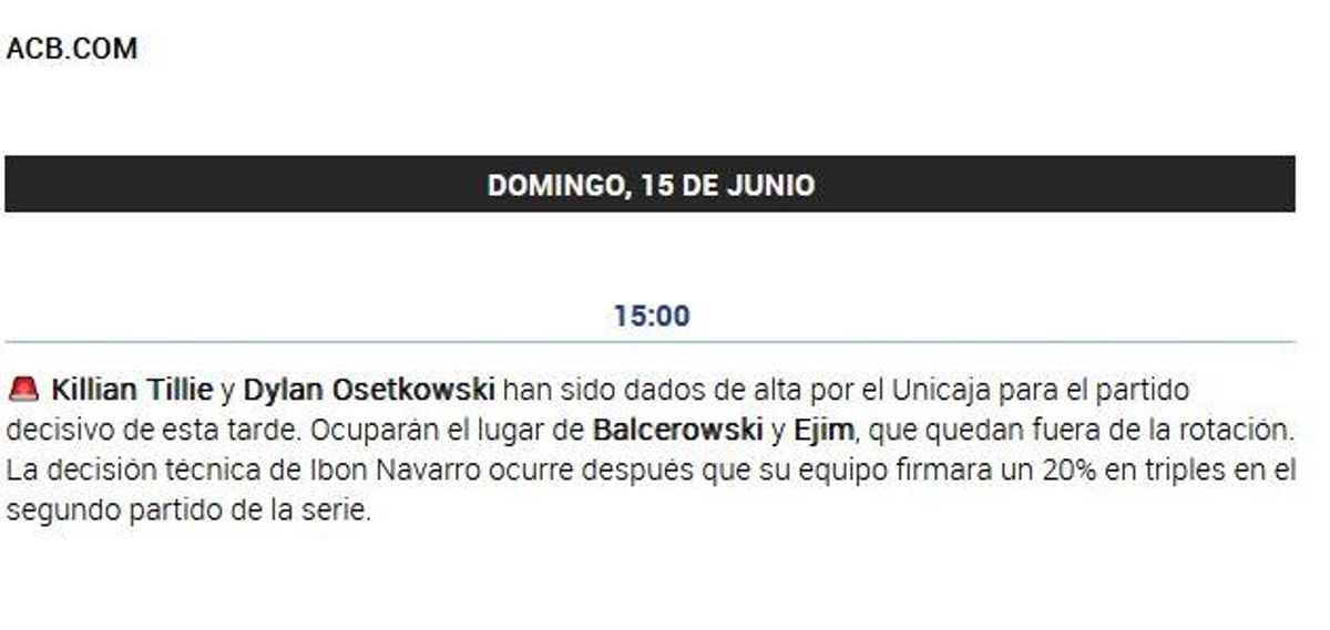 Los descartes para esta tarde en el Unicaja.