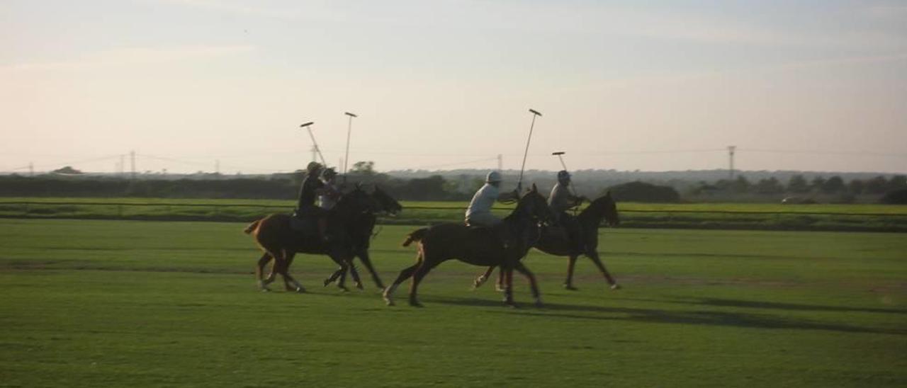 Jinetes practicando en el primer campo de polo que se creó en Mallorca.