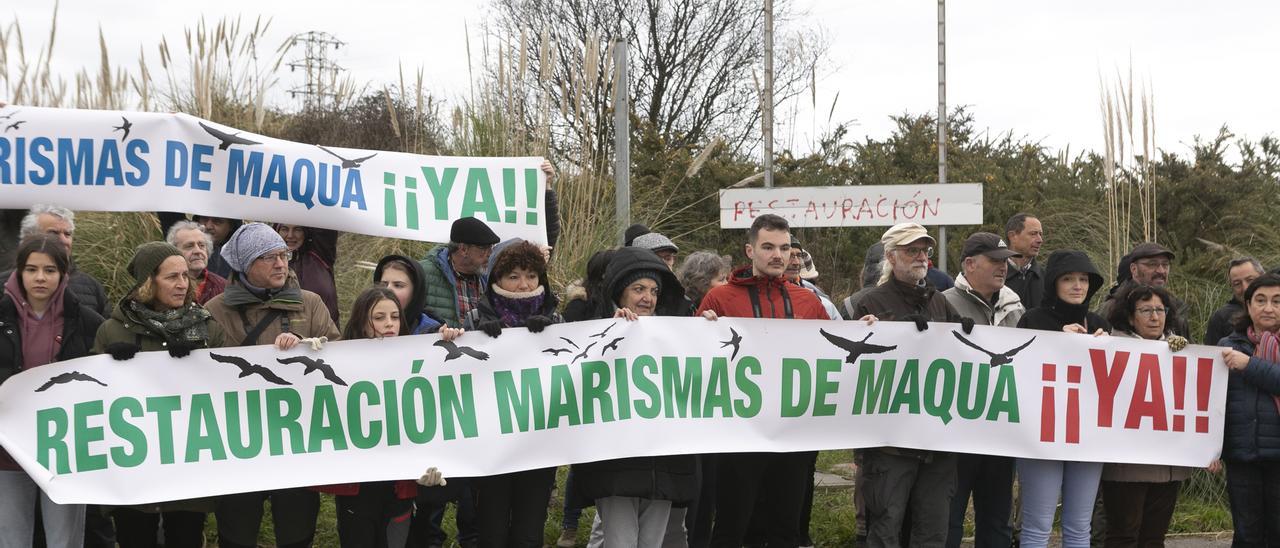 Concentración para recuperar las marismas de Maqua