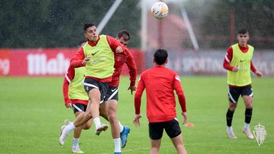 Gaspar, durante el entrenamiento de esta mañana en Mareo