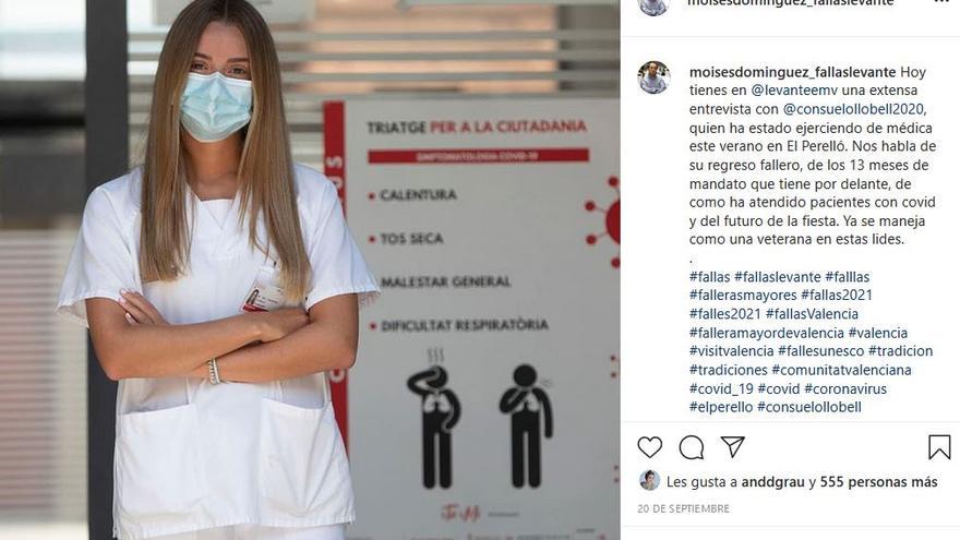 Y más reporterismo. La foto de Consuelo Llobell trabajando como médica, que superó en &quot;likes&quot; el número de suscriptores que tiene el perfil.