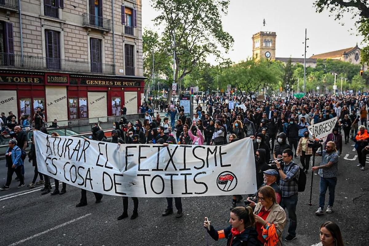 Manifestación antifascista de plaza Universitat