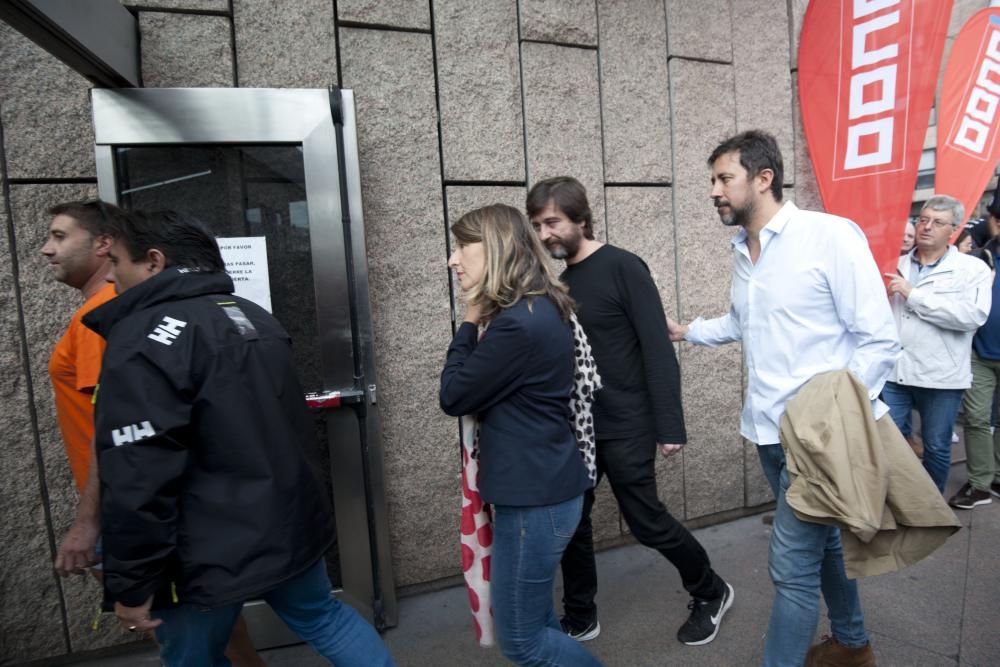 El presidente del comité de empresa, Juan Carlos López Corbacho, declara en A Coruña en el marco de la investigación judicial a sindicalistas por la protesta de Alcoa.