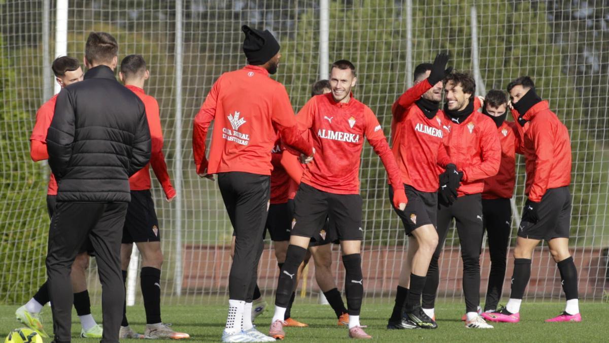 Entrenamiento del Sporting.