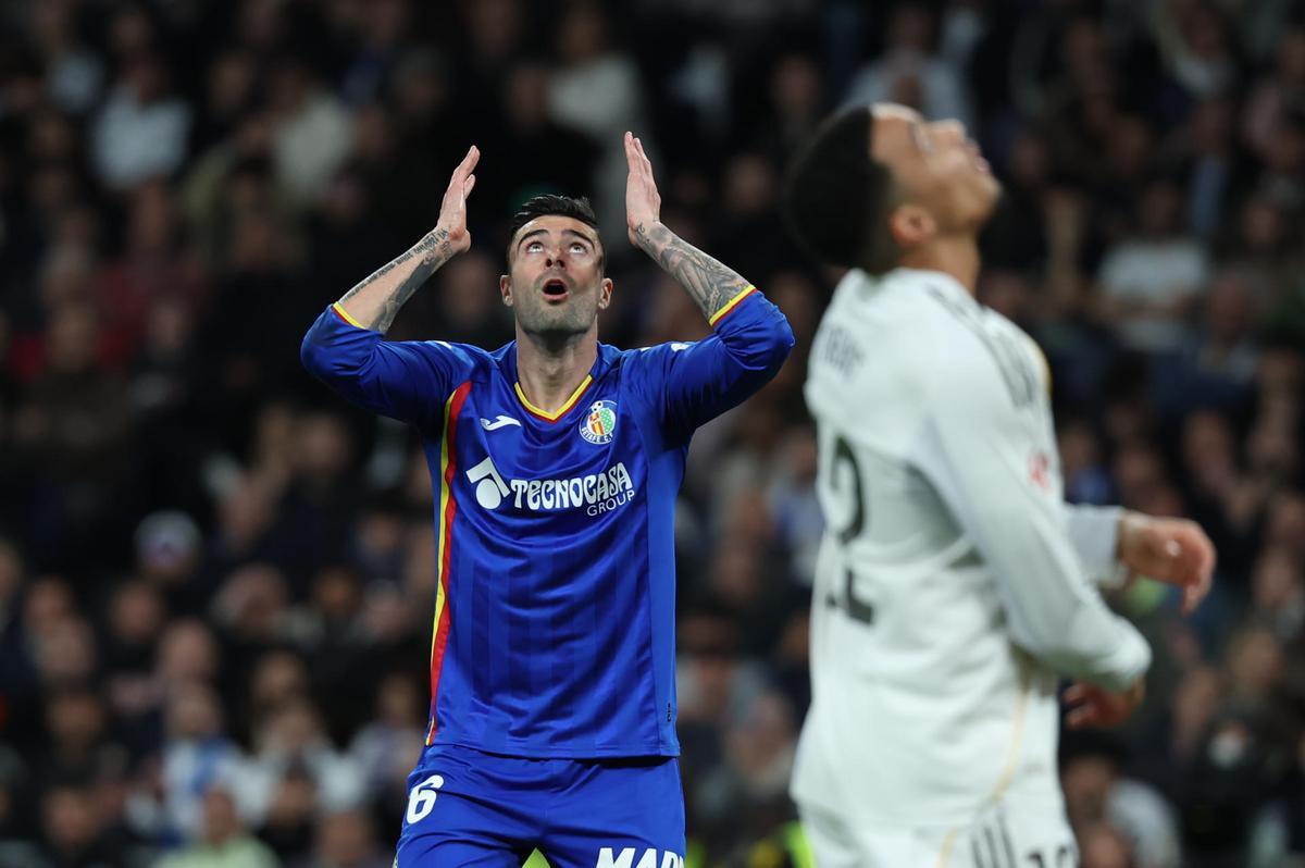 Rico se lamenta en un partido del Getafe.