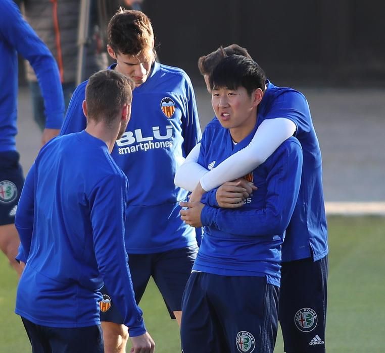 Entrenamiento el día después de la victoria sobre el Real Madrid