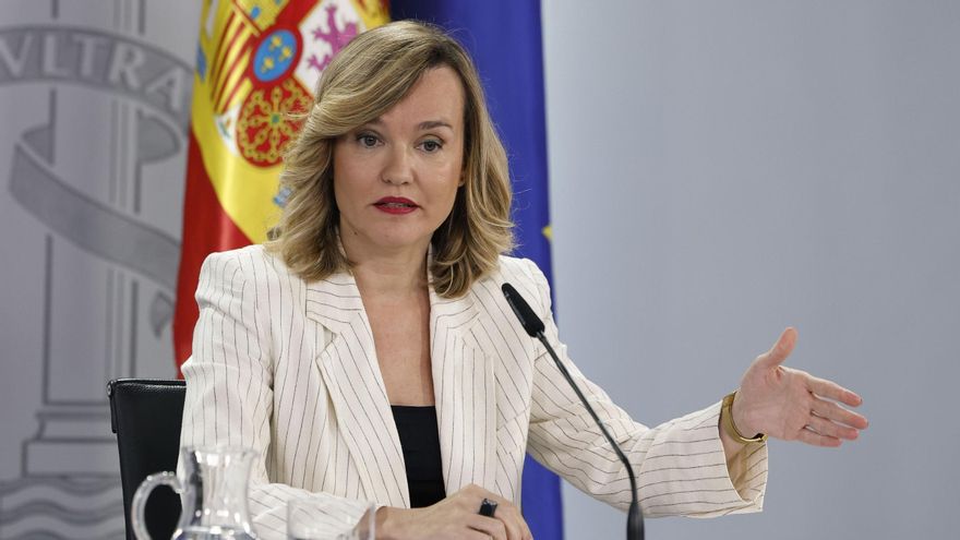 La ministra portavoz del Gobierno de España, Pilar Alegría, este martes en la rueda de prensa posterior al Consejo de Ministros.