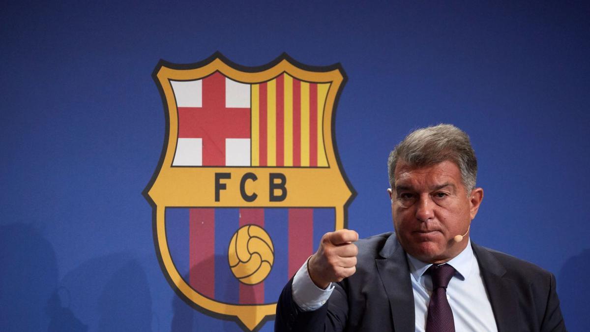 Joan Laporta, donant explicacions durant la roda de premsa d’ahir