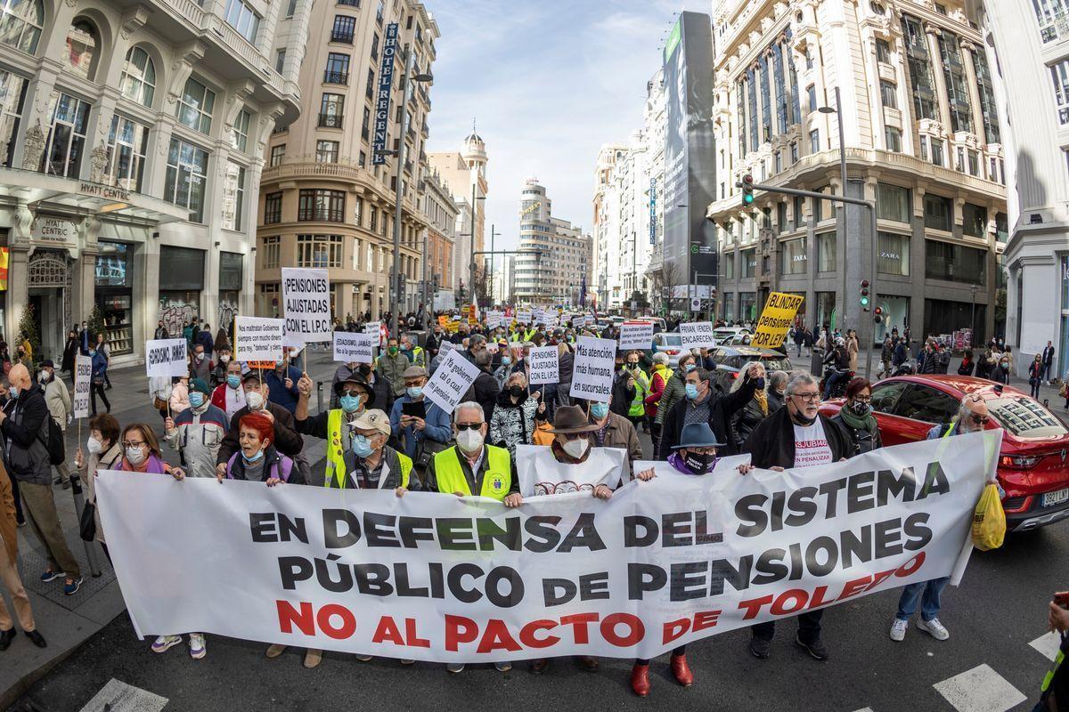 Manifestación de pensionistas en Madrid.