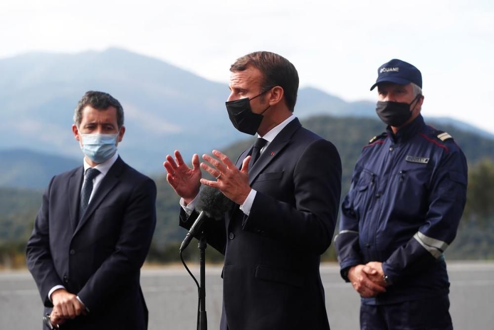 El president de França, Emmanuel Macron, visita el Pertús