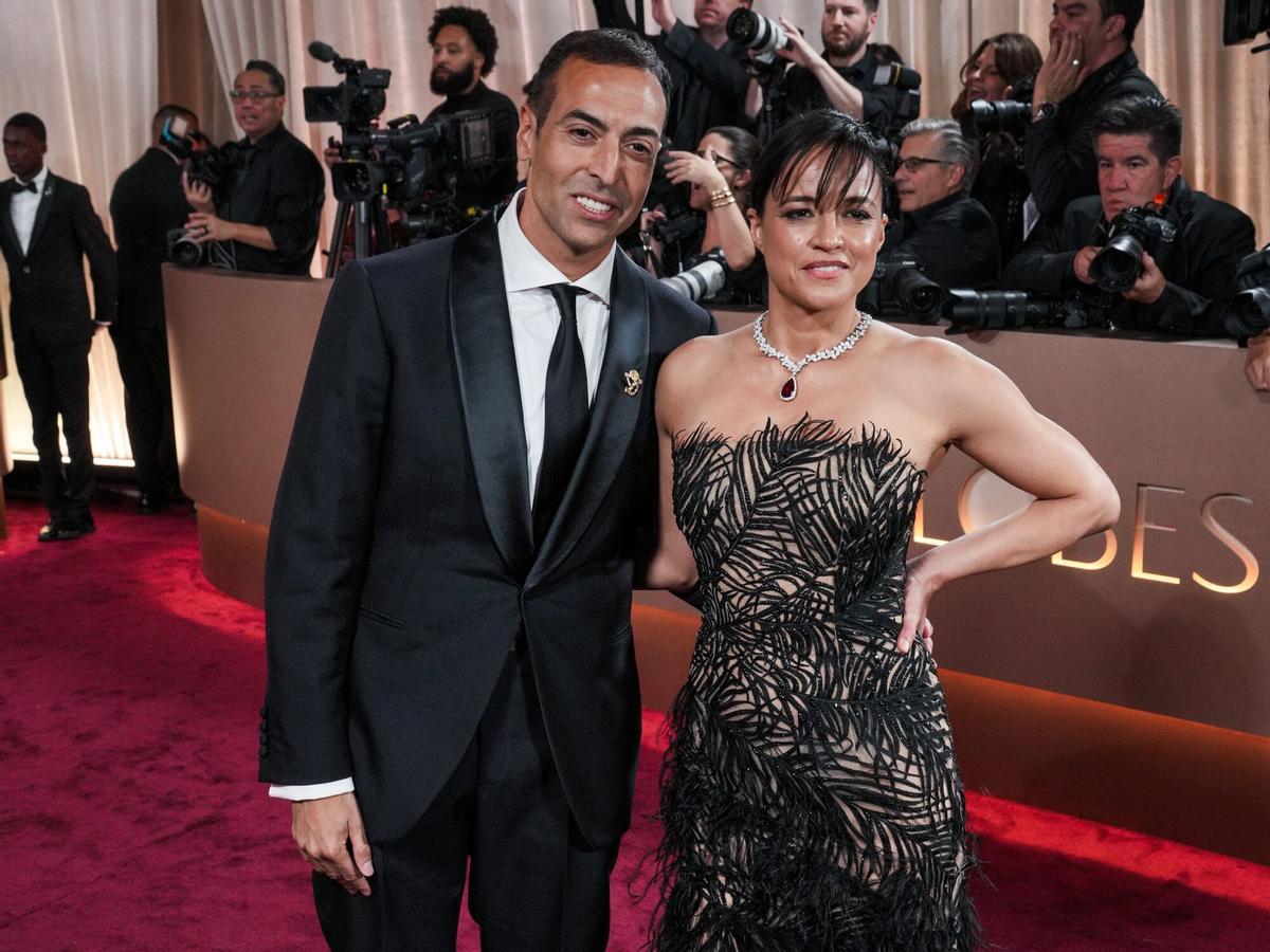 11 January 2026, US, Los Angeles: Saudi Arabian film producer Mohammed Al Turki and American actress Michelle Rodriguez attend the 83rd Golden Globe Awards at The Beverly Hilton in Beverly Hills. Photo: Sthanlee Mirador/PA Wire/dpa 11/01/2026 ONLY FOR USE IN SPAIN. Sthanlee Mirador/PA Wire/dpa;entertainment;celebrity;arts;culture;televison;theatre;radio;music;fashion;cinema;83rd Golden Globe Awards;