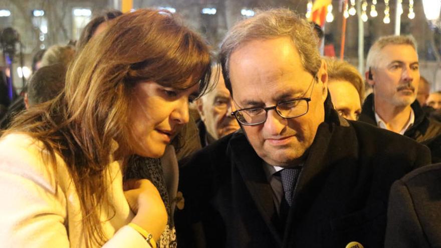 Quim Torra, i la portaveu de Junts per Catalunya al Congrés dels Diputats, Laura Borràs.