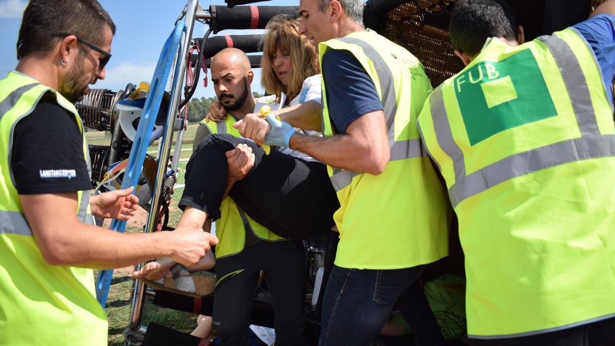 UManresa recrea l’accident d’un globus aerostàtic en un simulacre que mobilitza més de 100 persones