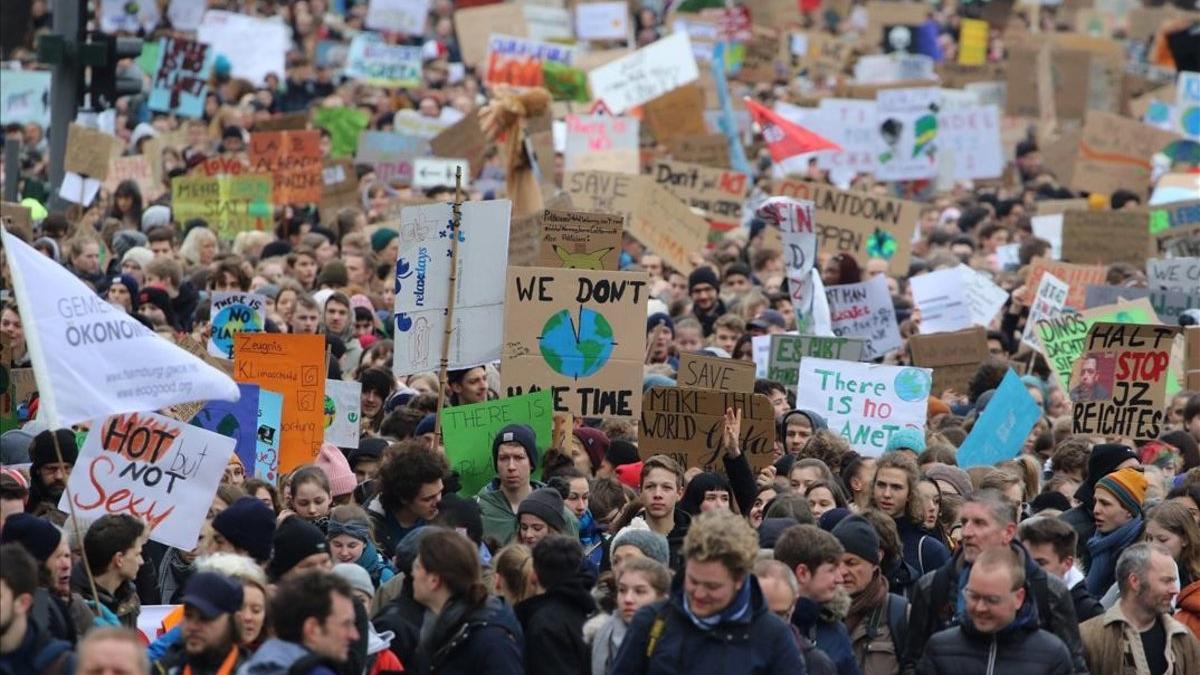 Manifestación contra el cambio climático en Hamburgo, Alemania