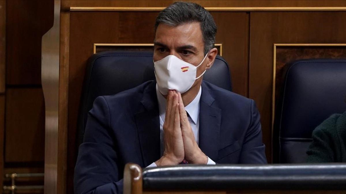 El presidente del Gobierno, Pedro Sánchez, en una imagen tomada durante el debate de moción de censura plantado por Vox