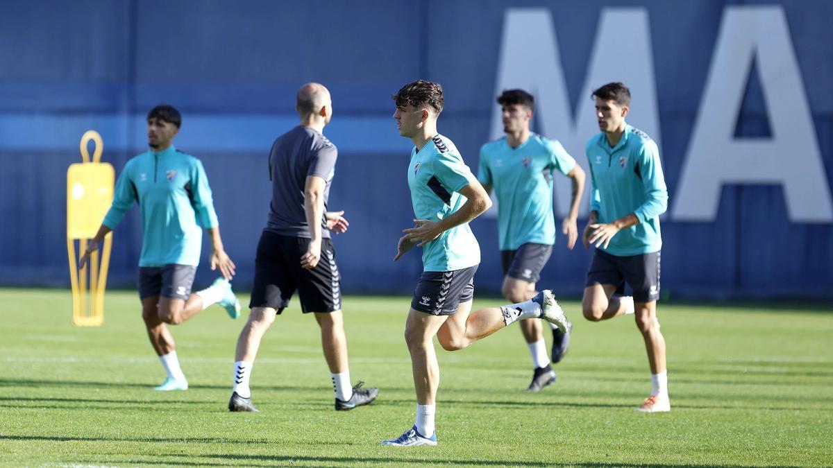 Entrenamiento de este martes en La Rosaleda.