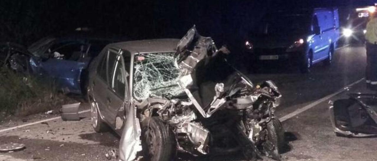 Estado del coche de la víctima, en el accidente en Quinzanas