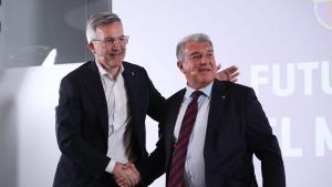 Víctor Font y JOan laporta durante el debate electoral en Rac1