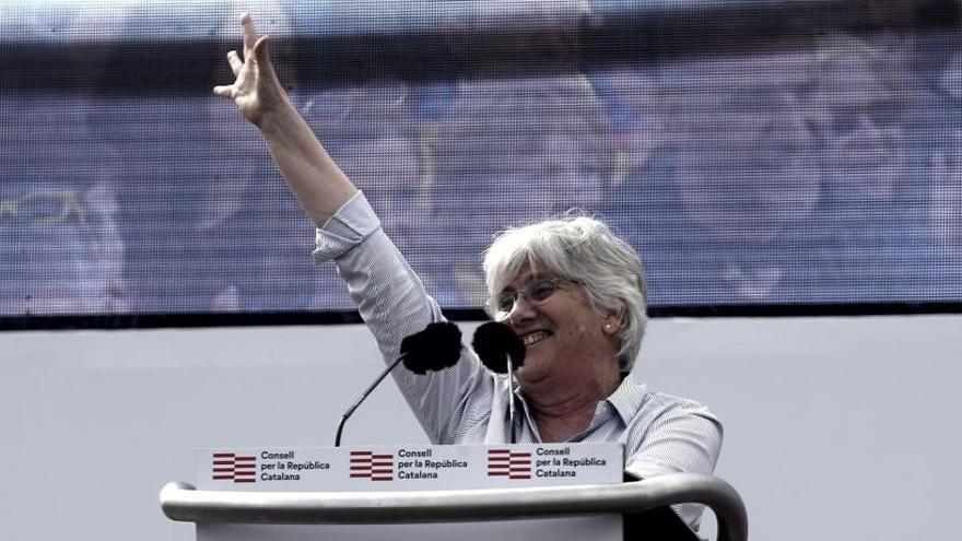 La eurodiputada Clara Ponsatí durante su intervención en Perpiñan.