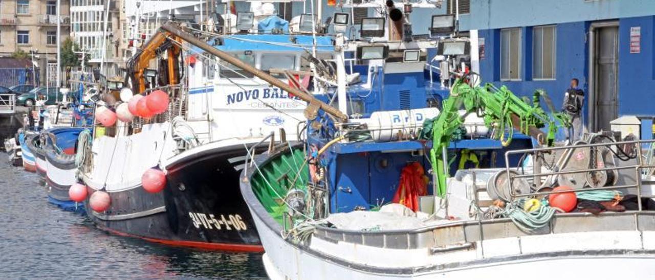 Barcos de cerco amarrados en el puerto de O Berbés. |   // MARTA G. BREA