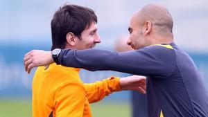 Messi y Guardiola, en el Barça