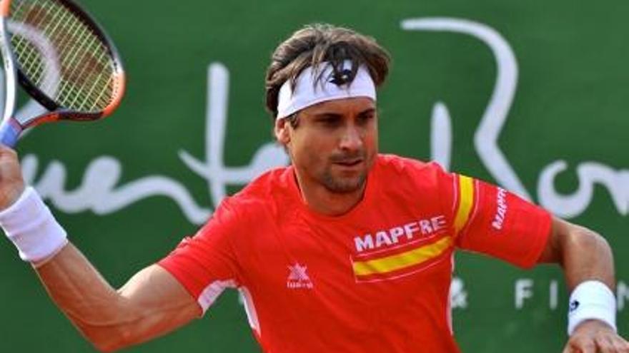 David Ferrer durante uno de los entrenamientos con España para la Copa Davis.