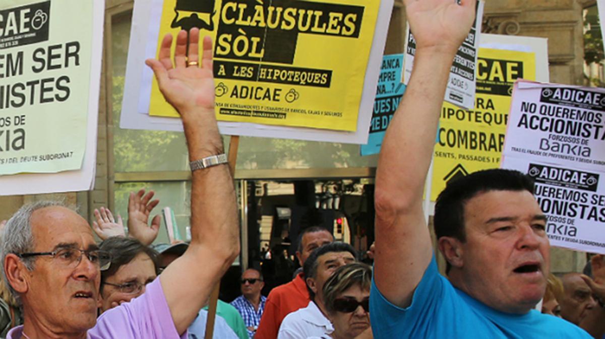 Protesta en Barcelona por las cláusulas suelo.