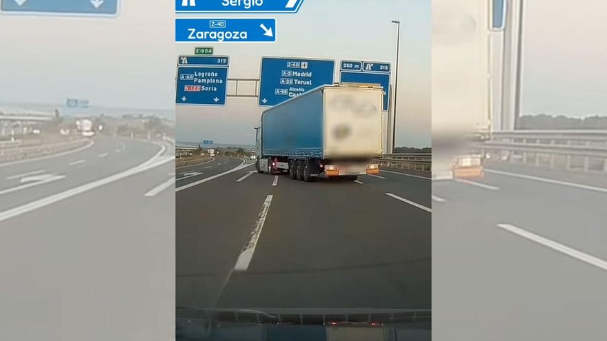 La maniobra temeraria que casi se salda con un accidente en la A-2 en Zaragoza